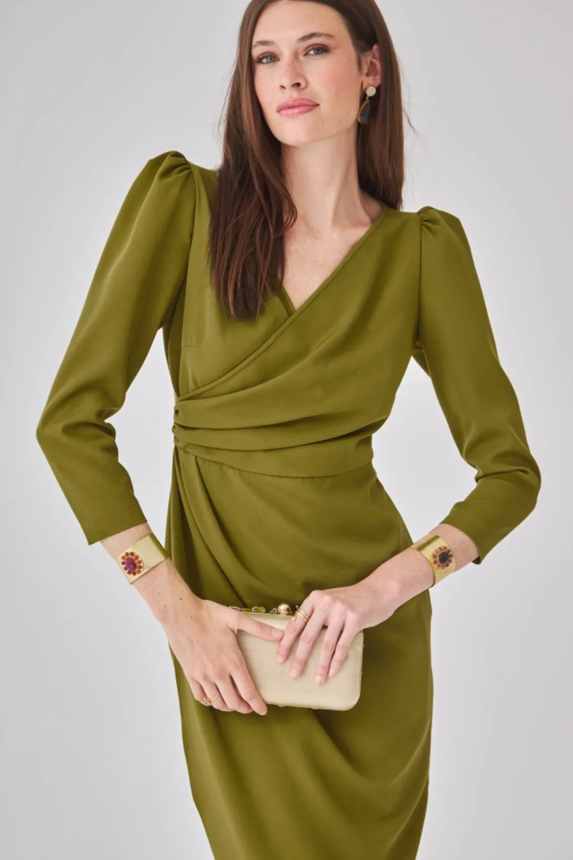 Discount VESTIDO ALMAVERDEOLIVA Midi dresses