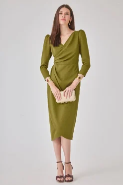 Discount VESTIDO ALMAVERDEOLIVA Midi dresses