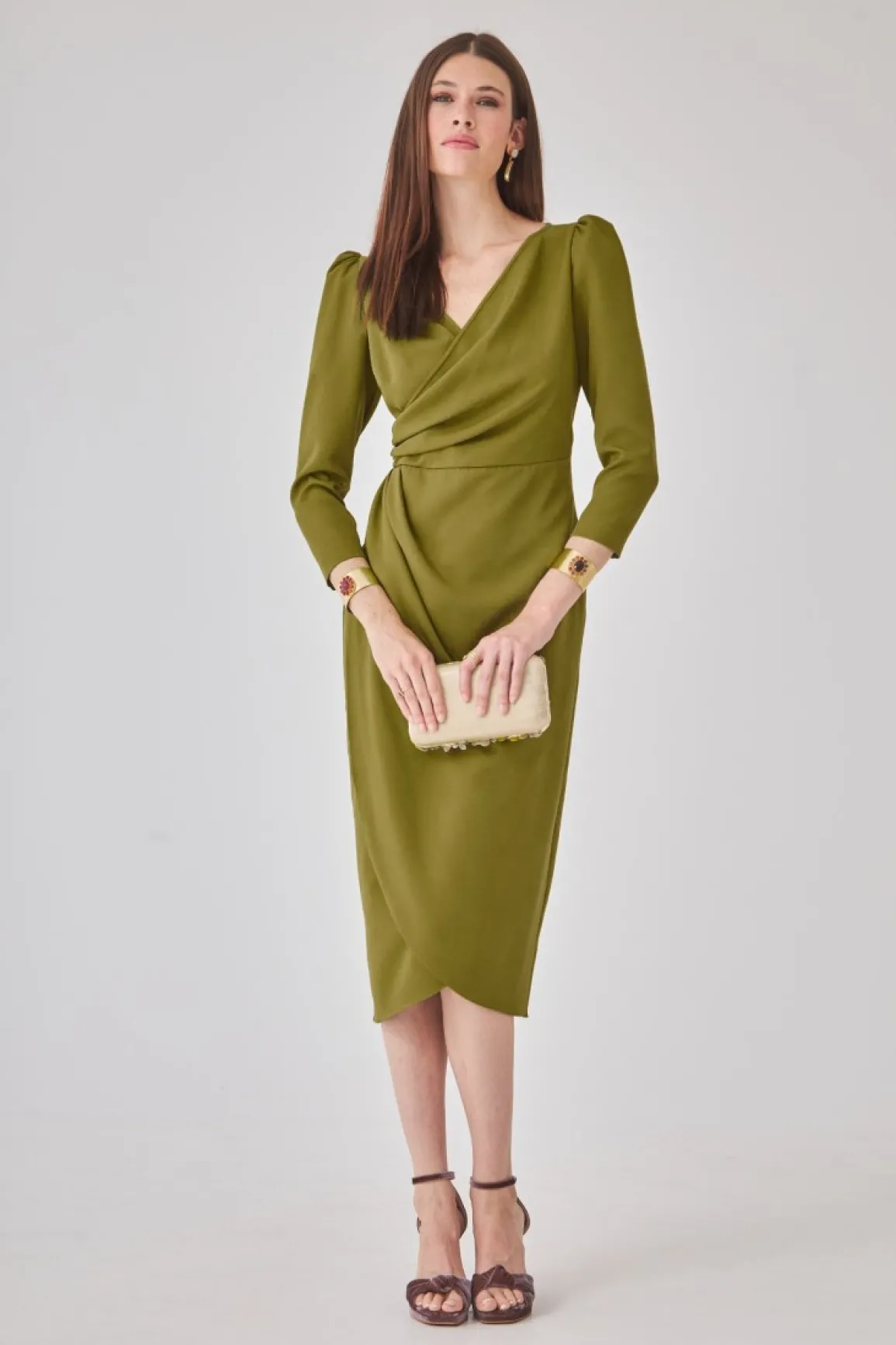 Discount VESTIDO ALMAVERDEOLIVA Midi dresses