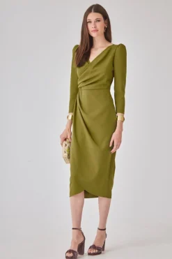 Discount VESTIDO ALMAVERDEOLIVA Midi dresses