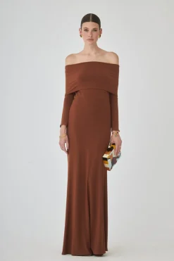 Discount VESTIDO CHOCOBMARRÓN Long dresses