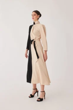 Sale VESTIDO JUANNANEGRO/BEIGE Midi dresses