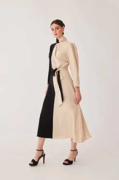 Sale VESTIDO JUANNANEGRO/BEIGE Midi dresses