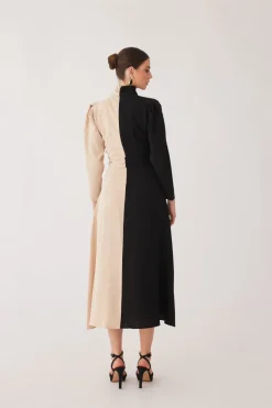 Sale VESTIDO JUANNANEGRO/BEIGE Midi dresses