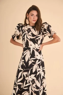 Outlet VESTIDO PALOMAESTAMPADO NEGRO Midi dresses