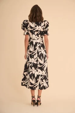 Outlet VESTIDO PALOMAESTAMPADO NEGRO Midi dresses