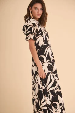 Outlet VESTIDO PALOMAESTAMPADO NEGRO Midi dresses